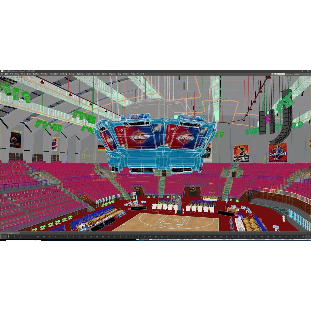 Basketball Arena Stadium Interior 3D Model – High-Quality PBR Asset for Games - View 39