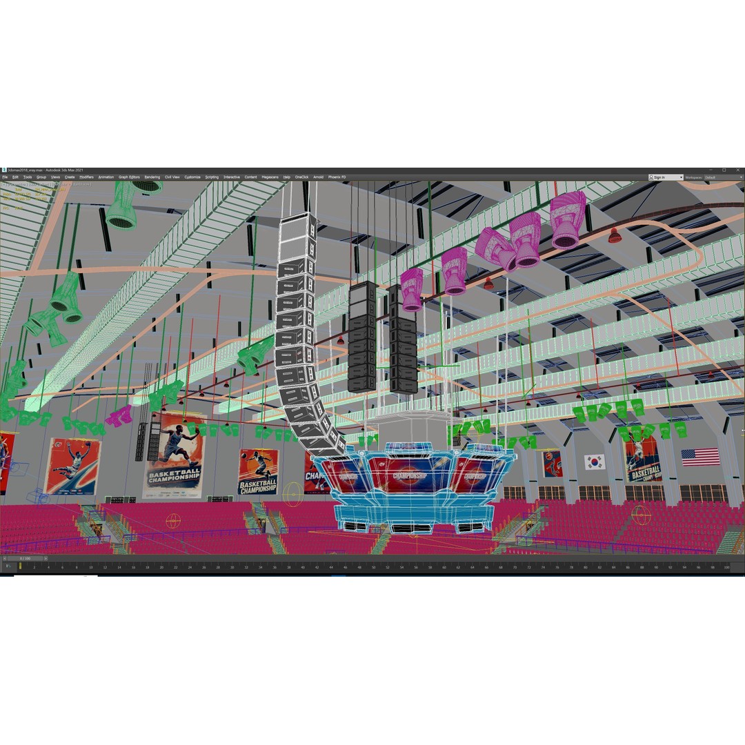 Basketball Arena Stadium Interior 3D Model – High-Quality PBR Asset for Games - View 49