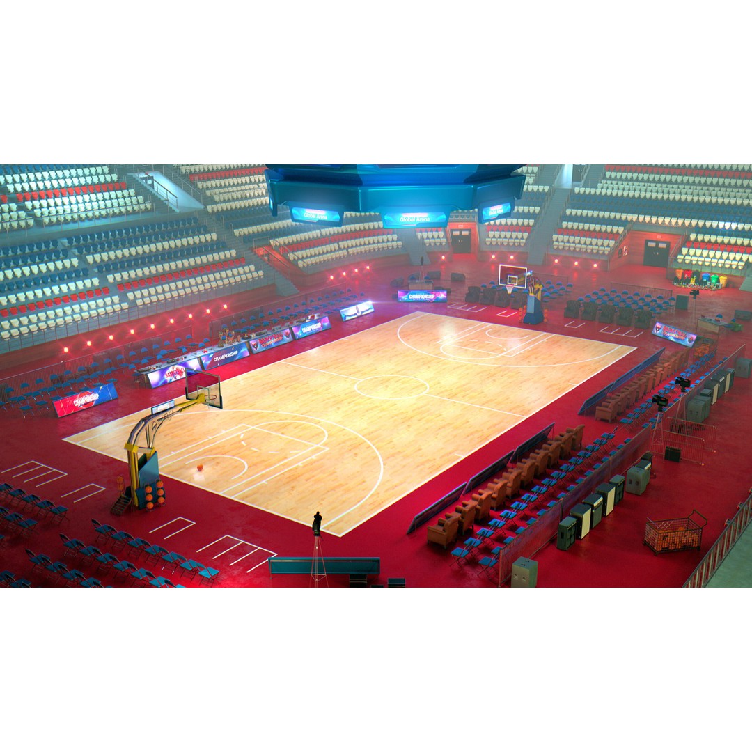 Basketball Arena Stadium Interior 3D Model – High-Quality PBR Asset for Games - View 5