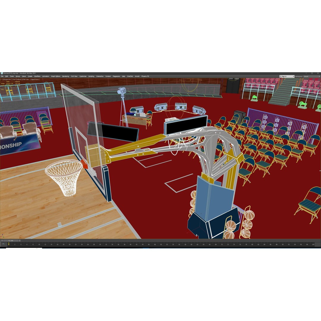 Basketball Arena Stadium Interior 3D Model – High-Quality PBR Asset for Games - View 50