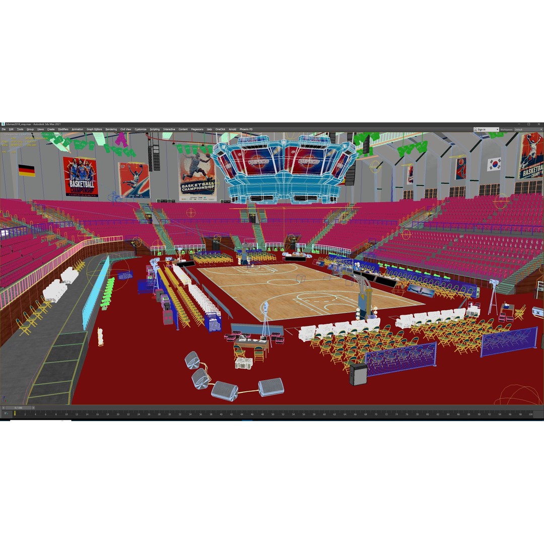 Basketball Arena Stadium Interior 3D Model – High-Quality PBR Asset for Games - View 52