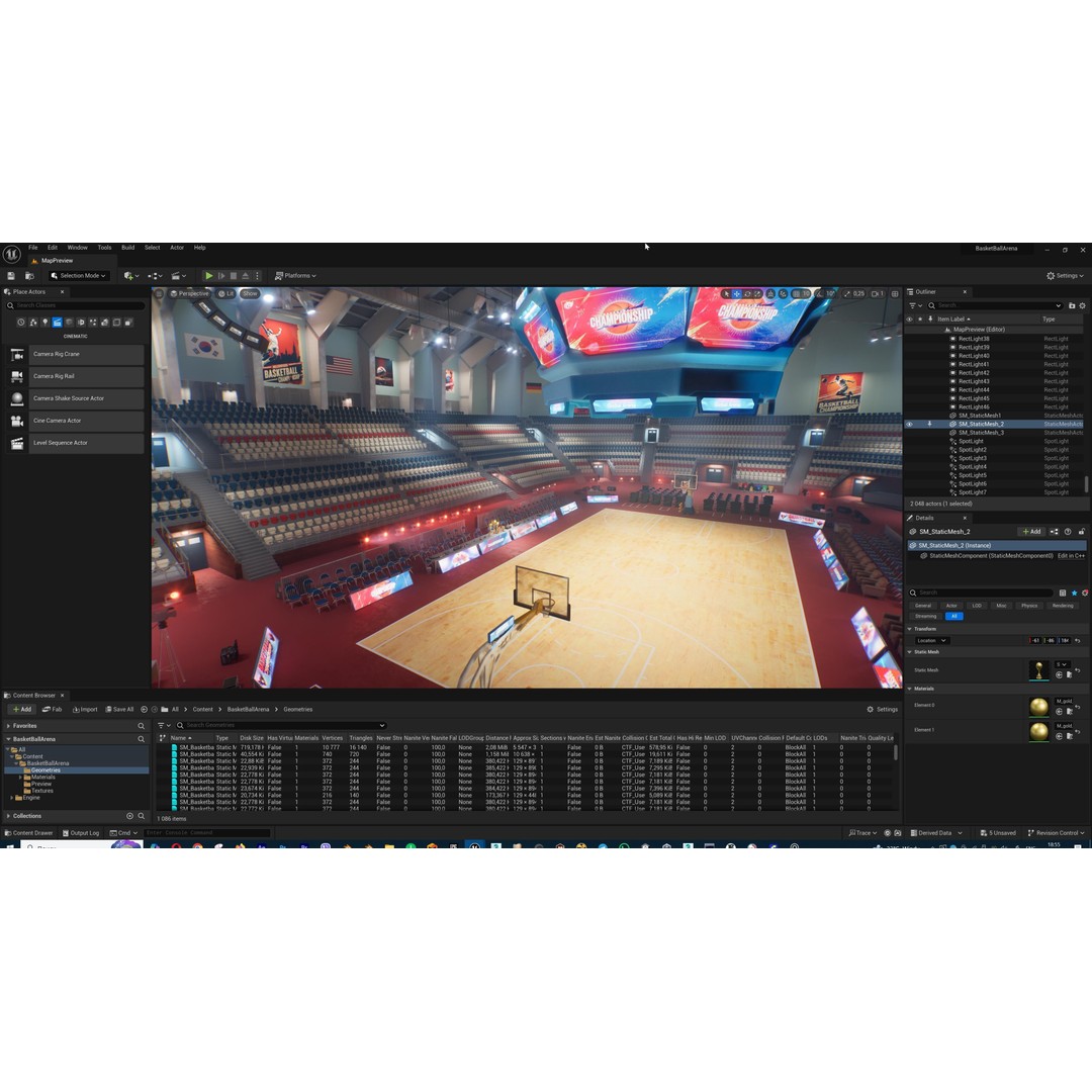 Basketball Arena Stadium Interior 3D Model – High-Quality PBR Asset for Games - View 57