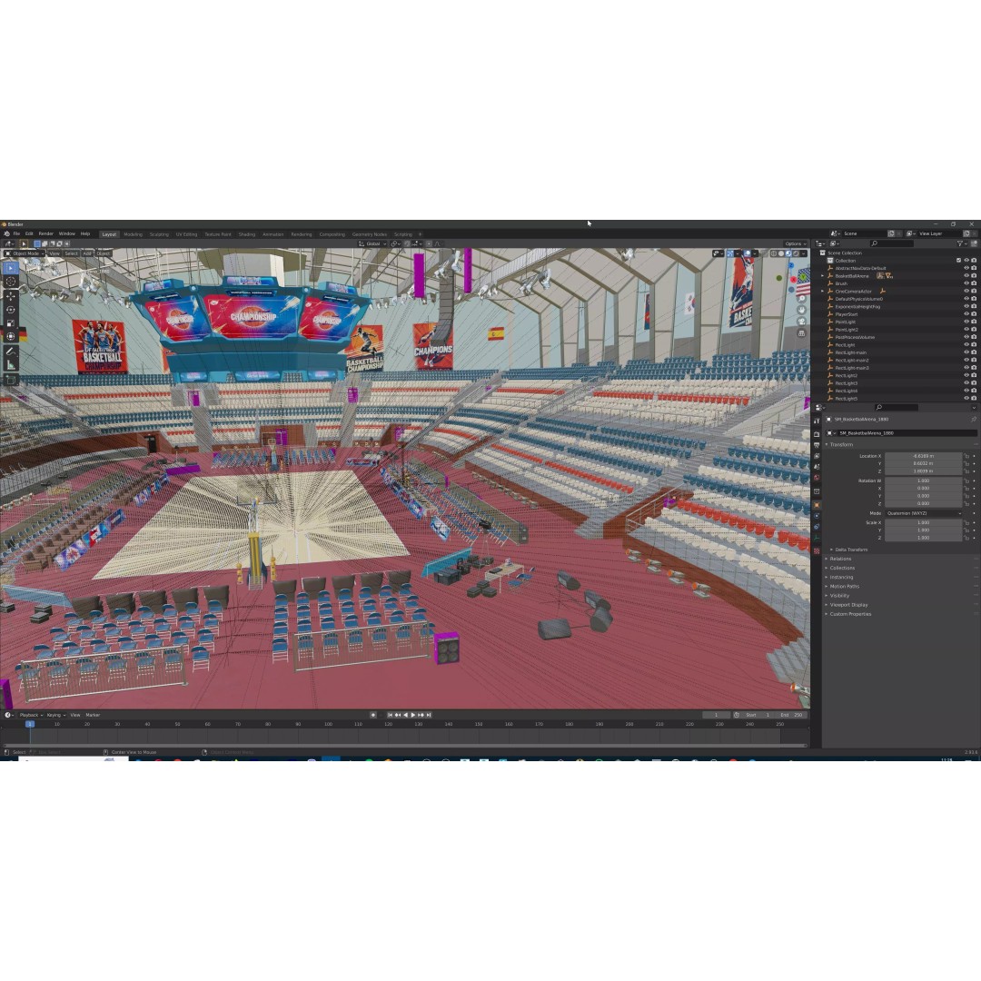 Basketball Arena Stadium Interior 3D Model – High-Quality PBR Asset for Games - View 58
