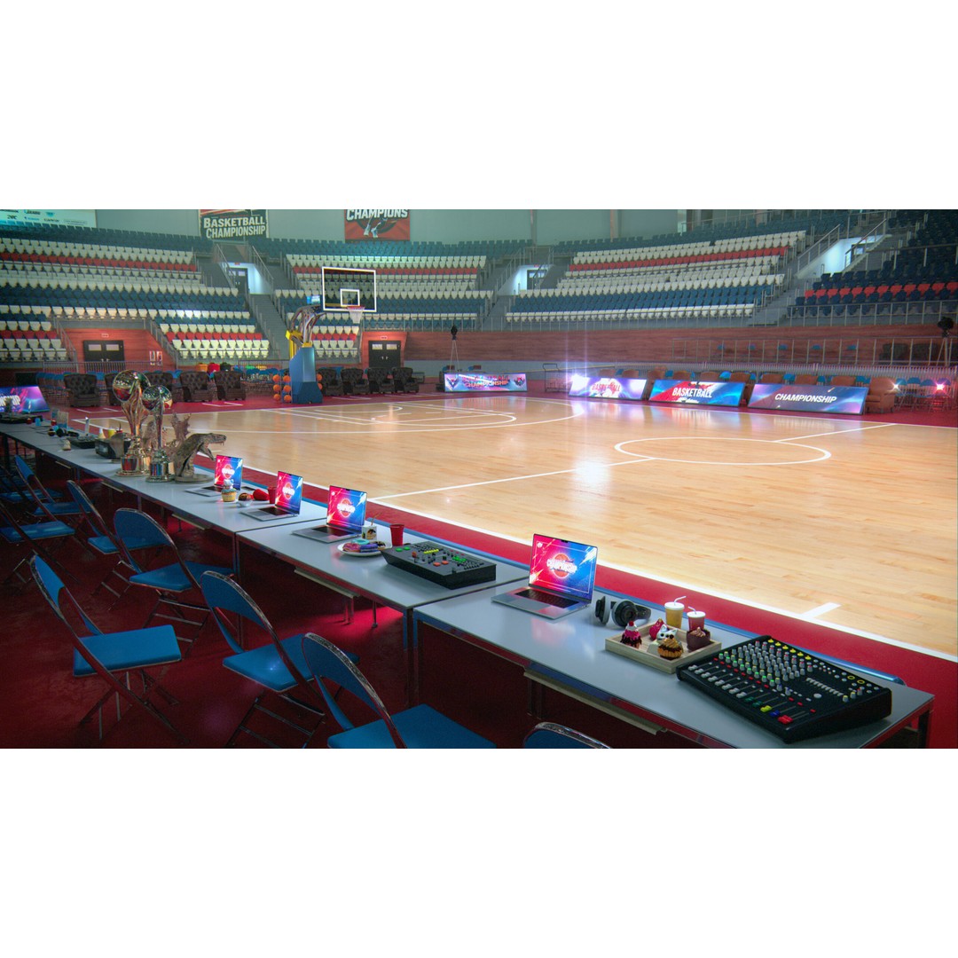 Basketball Arena Stadium Interior 3D Model – High-Quality PBR Asset for Games - View 8