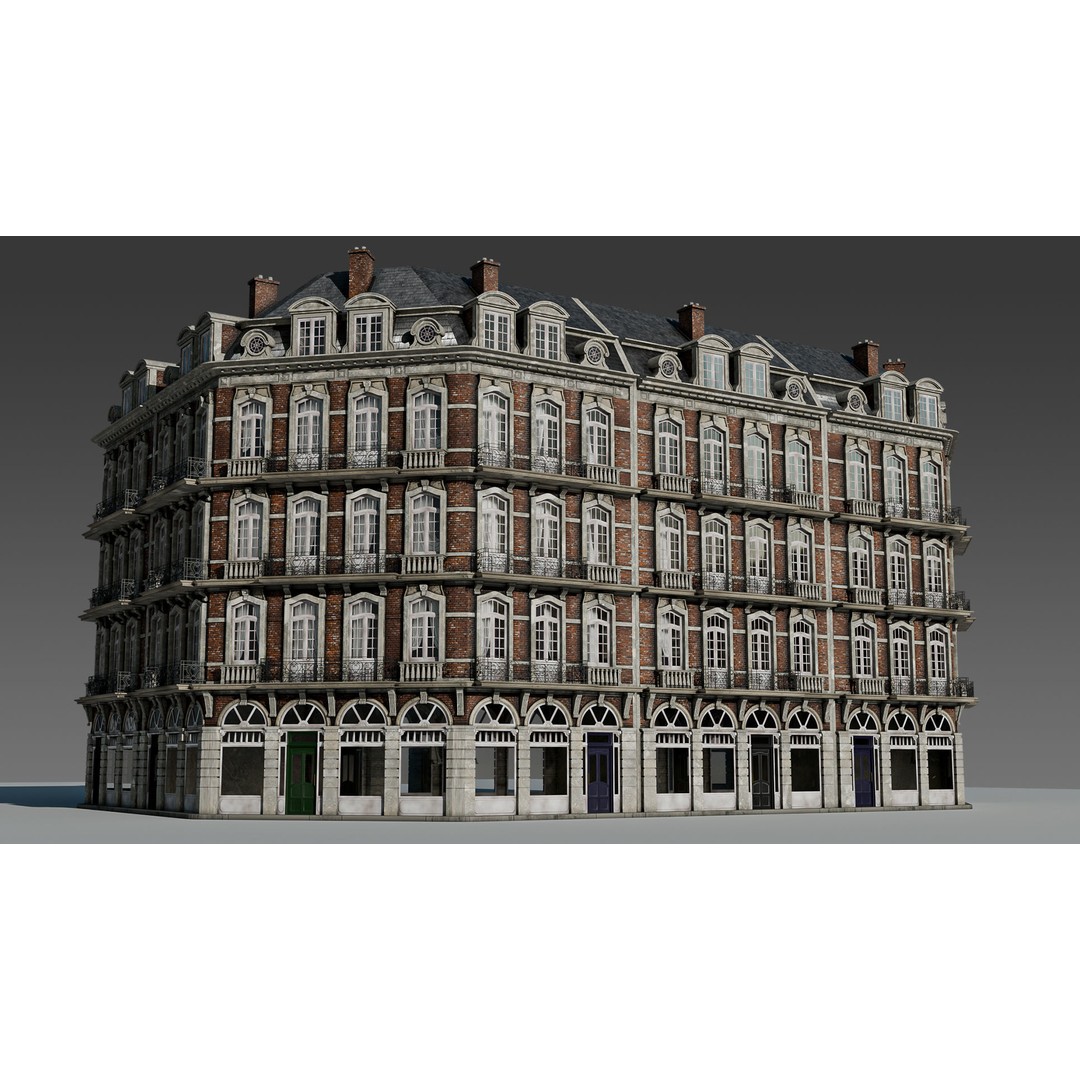 Classic European Apartment 3D Model – Architectural Facade with PBR Textures