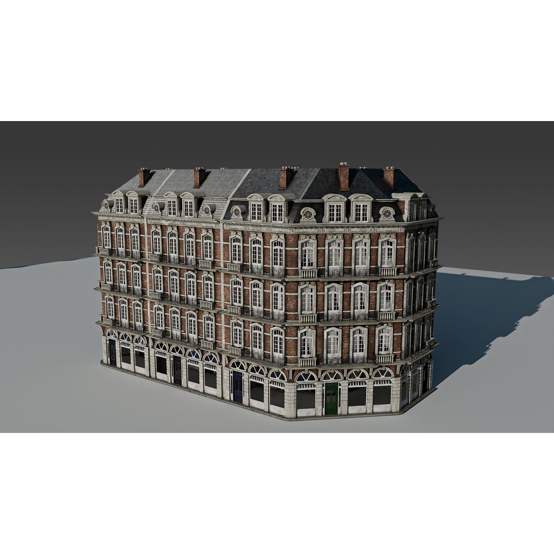 Classic European Apartment 3D Model – Architectural Facade with PBR Textures - View 11