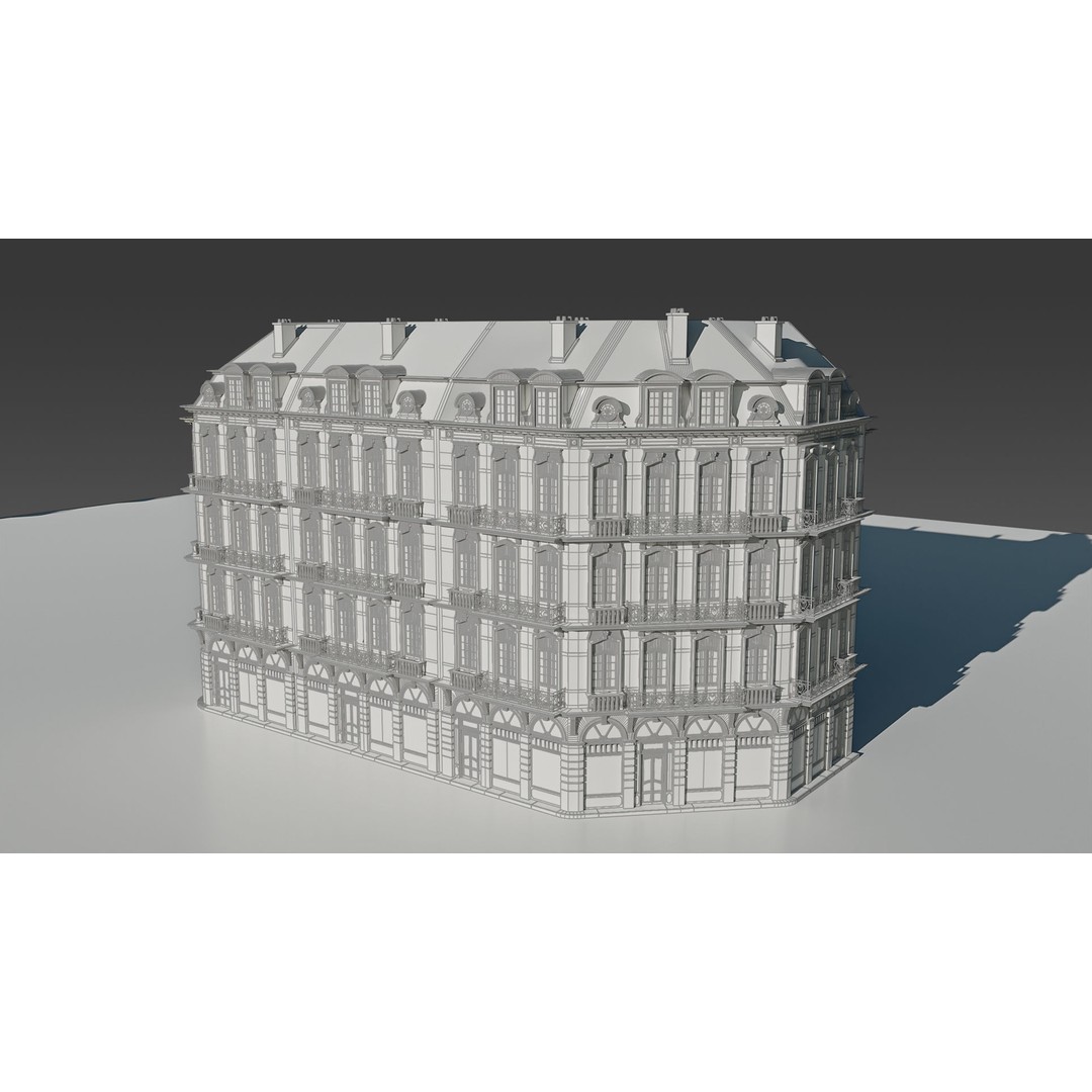 Classic European Apartment 3D Model – Architectural Facade with PBR Textures - View 12