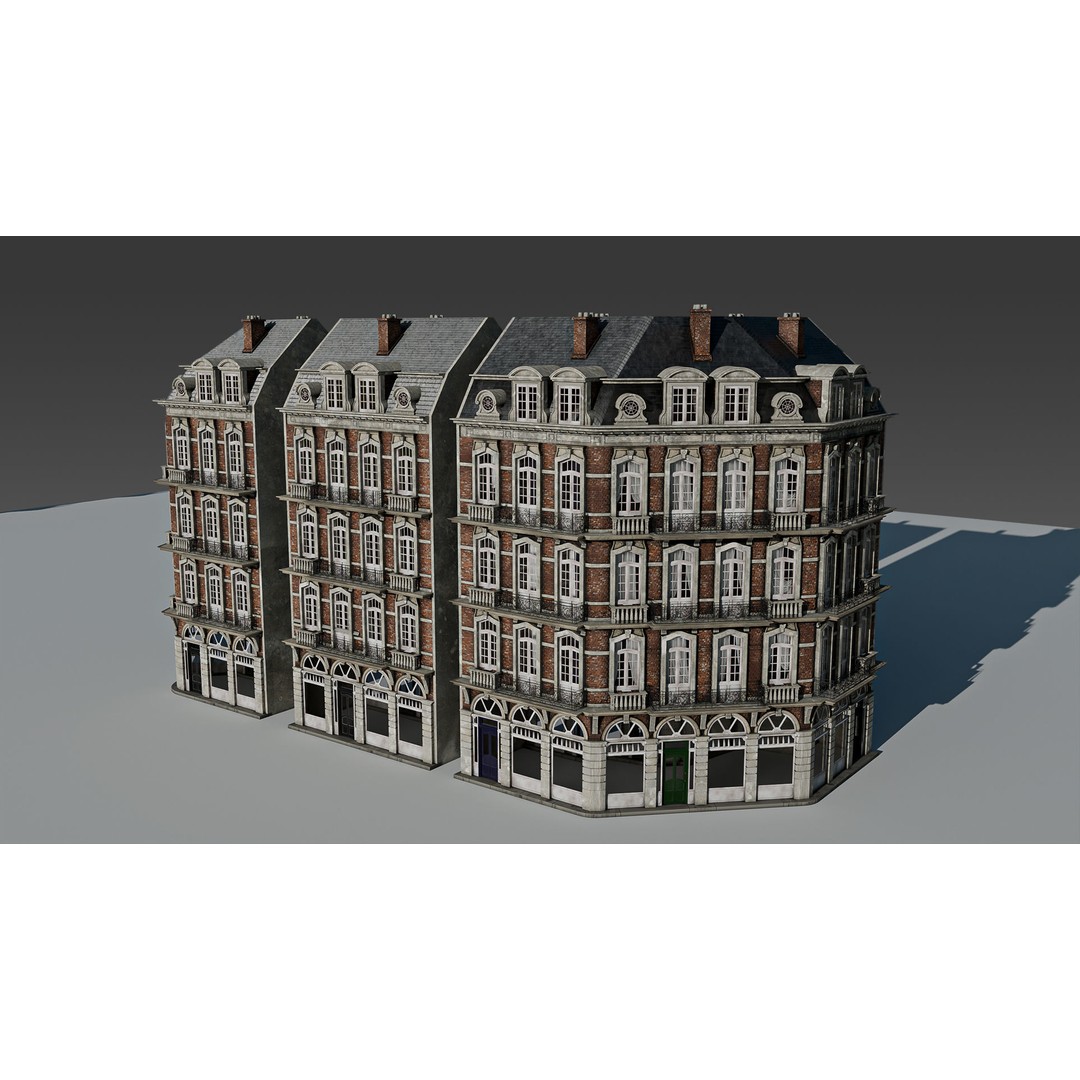 Classic European Apartment 3D Model – Architectural Facade with PBR Textures - View 13