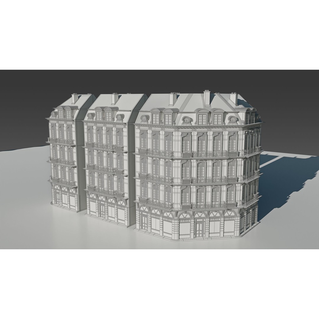 Classic European Apartment 3D Model – Architectural Facade with PBR Textures - View 14