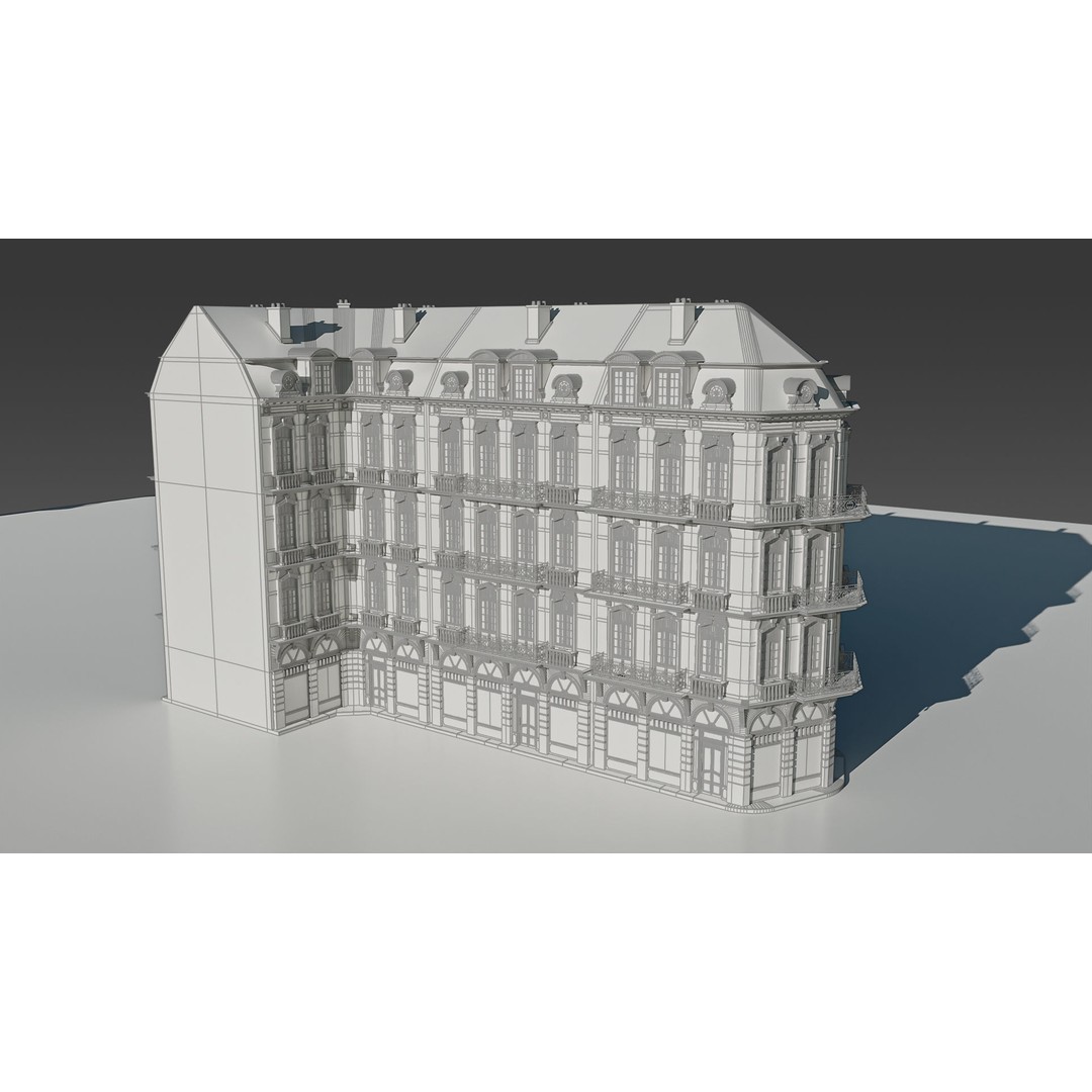 Classic European Apartment 3D Model – Architectural Facade with PBR Textures - View 15