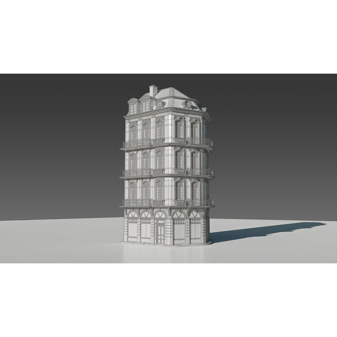 Classic European Apartment 3D Model – Architectural Facade with PBR Textures - View 16