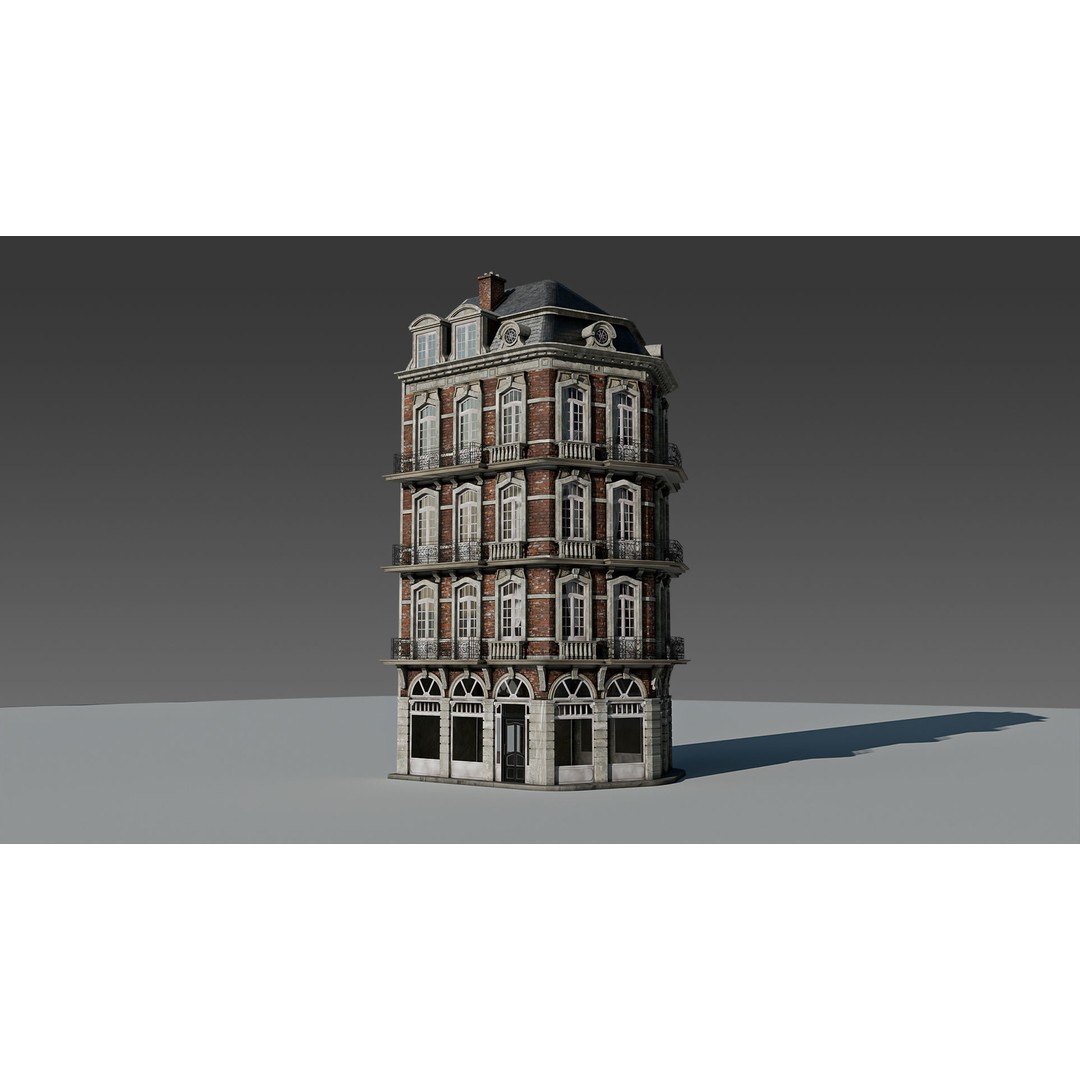 Classic European Apartment 3D Model – Architectural Facade with PBR Textures - View 17