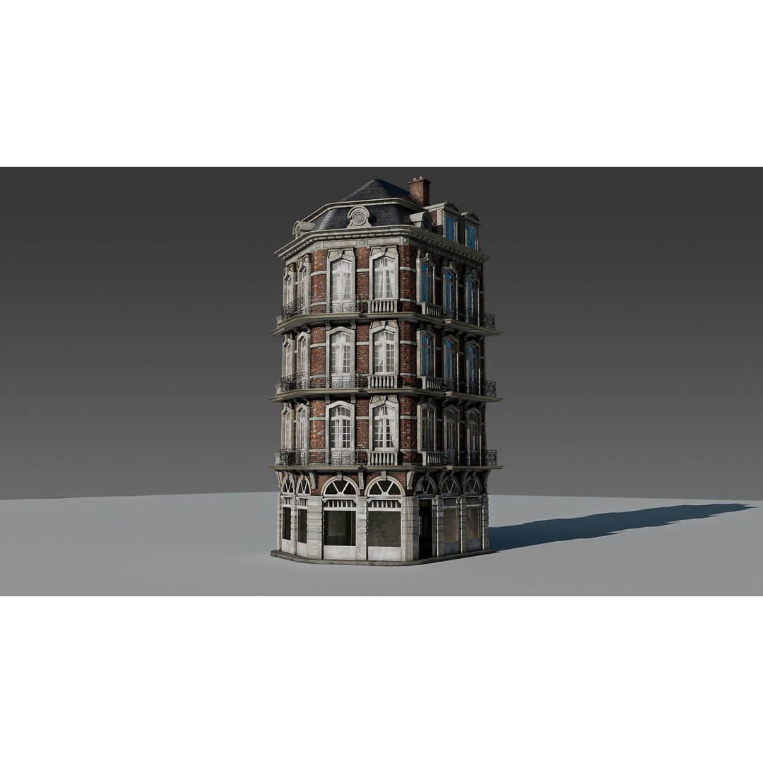 Classic European Apartment 3D Model – Architectural Facade with PBR Textures - View 18
