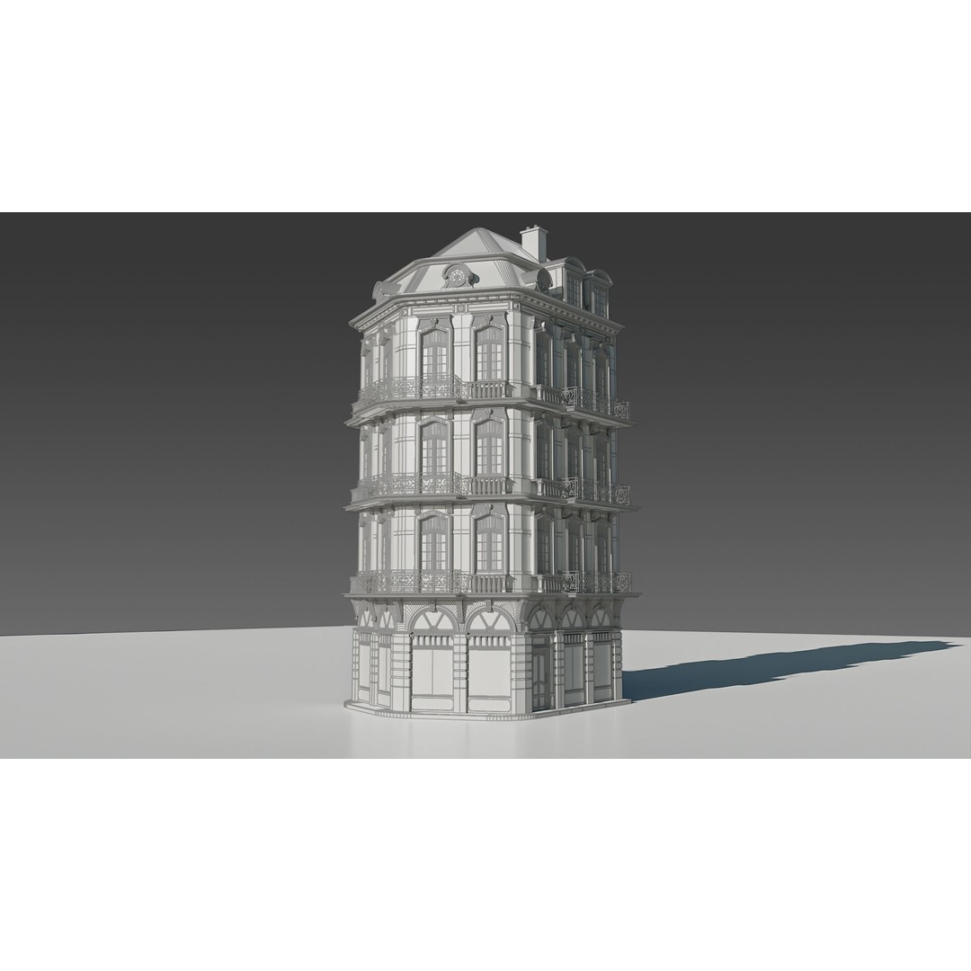 Classic European Apartment 3D Model – Architectural Facade with PBR Textures - View 19