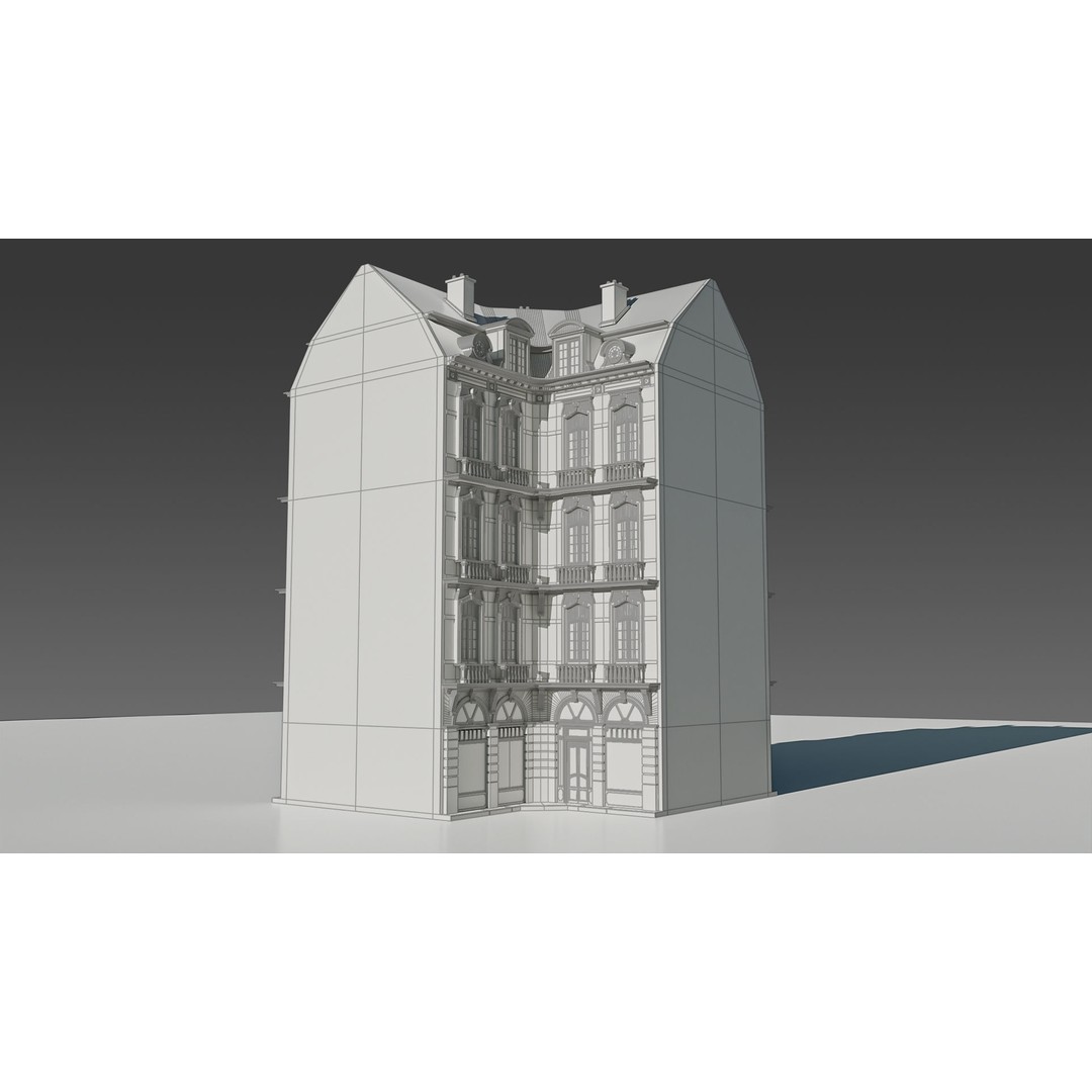 Classic European Apartment 3D Model – Architectural Facade with PBR Textures - View 20