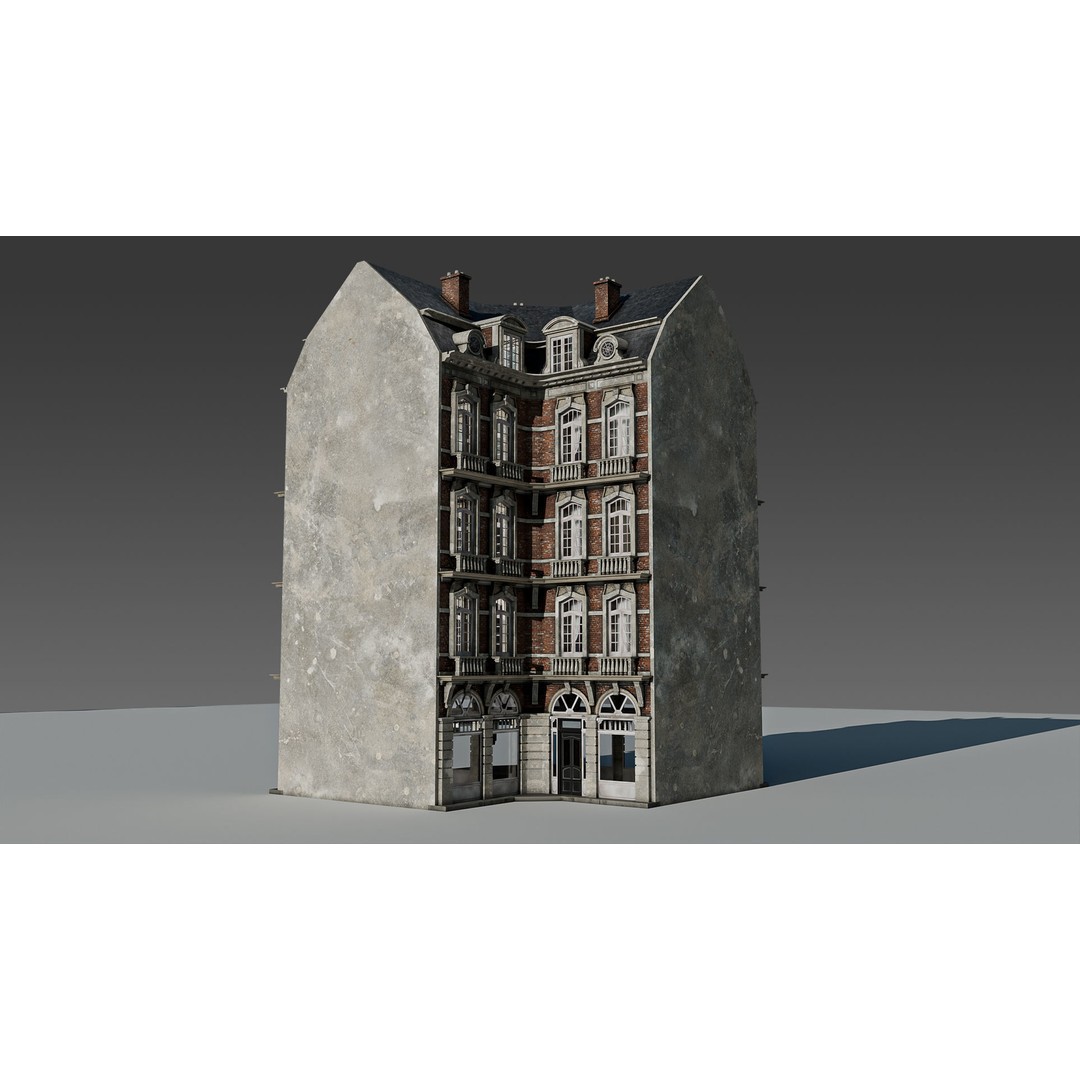 Classic European Apartment 3D Model – Architectural Facade with PBR Textures - View 21