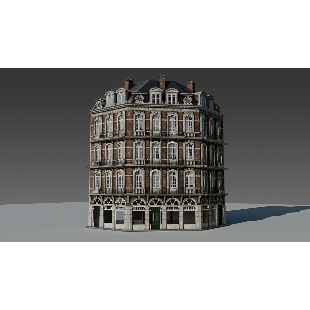 Classic European Apartment 3D Model – Architectural Facade with PBR Textures - View 22