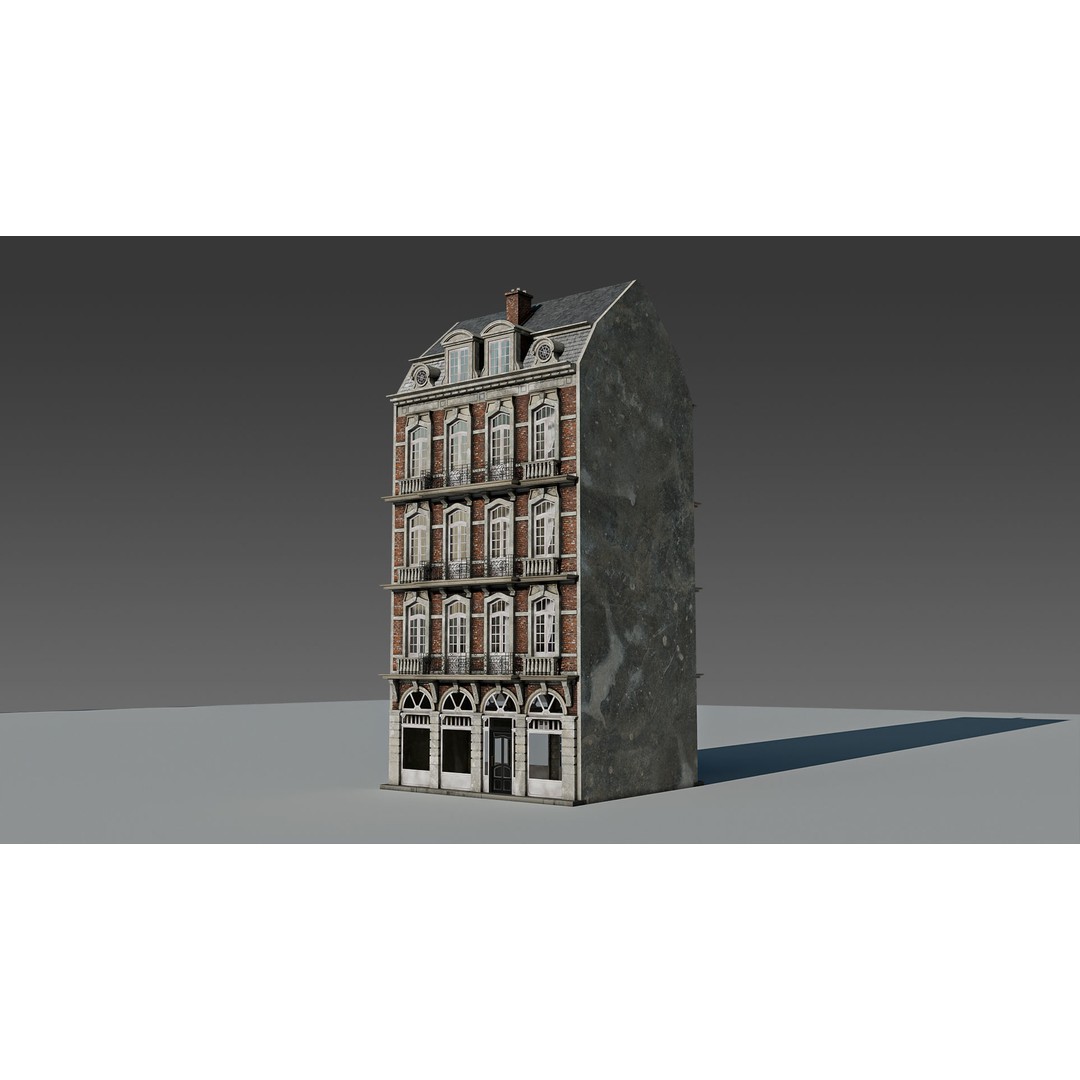 Classic European Apartment 3D Model – Architectural Facade with PBR Textures - View 24