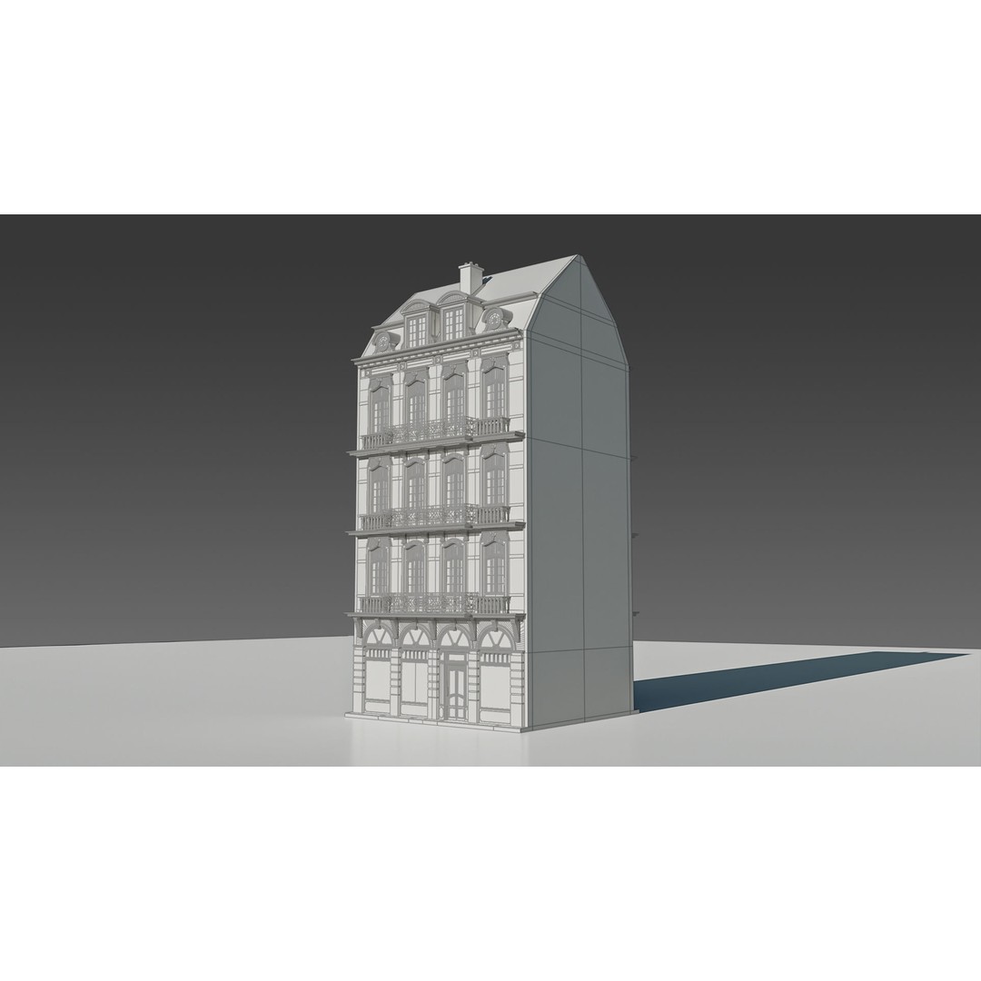 Classic European Apartment 3D Model – Architectural Facade with PBR Textures - View 25