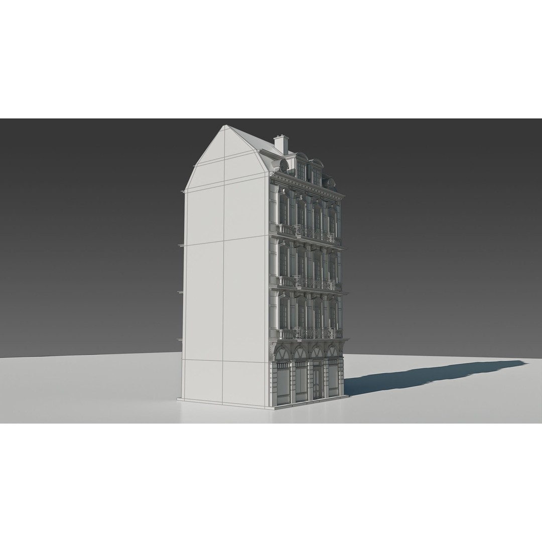 Classic European Apartment 3D Model – Architectural Facade with PBR Textures - View 26