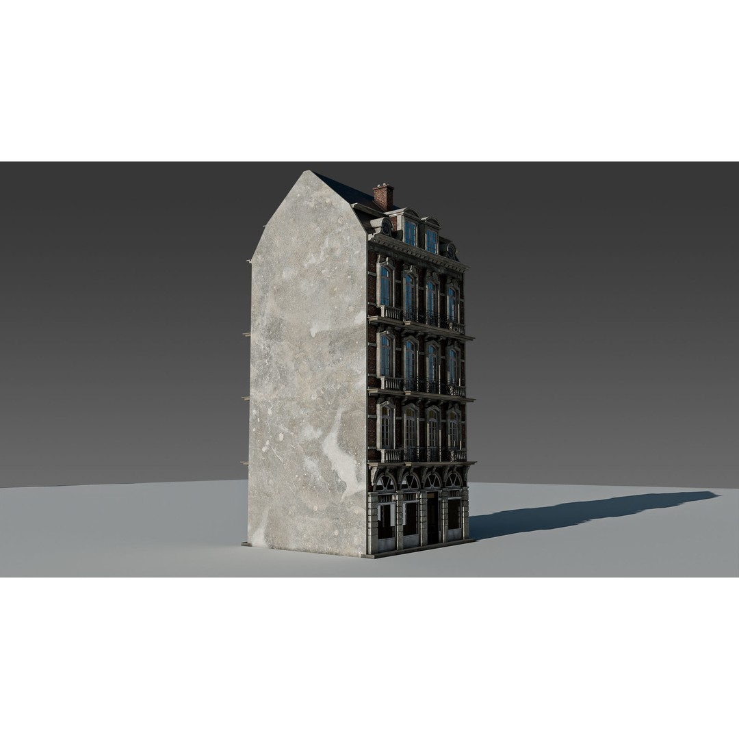 Classic European Apartment 3D Model – Architectural Facade with PBR Textures - View 27