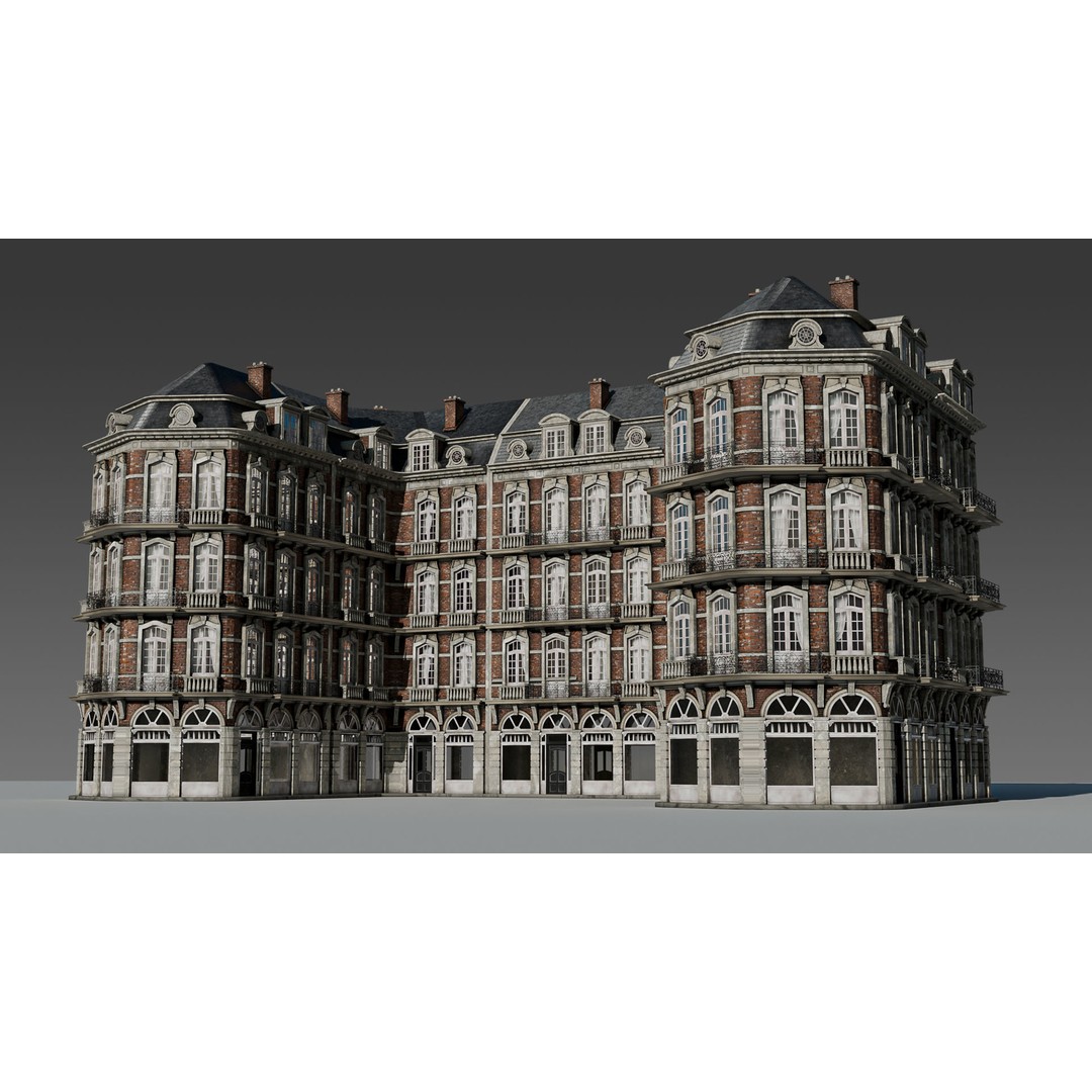 Classic European Apartment 3D Model – Architectural Facade with PBR Textures - View 28
