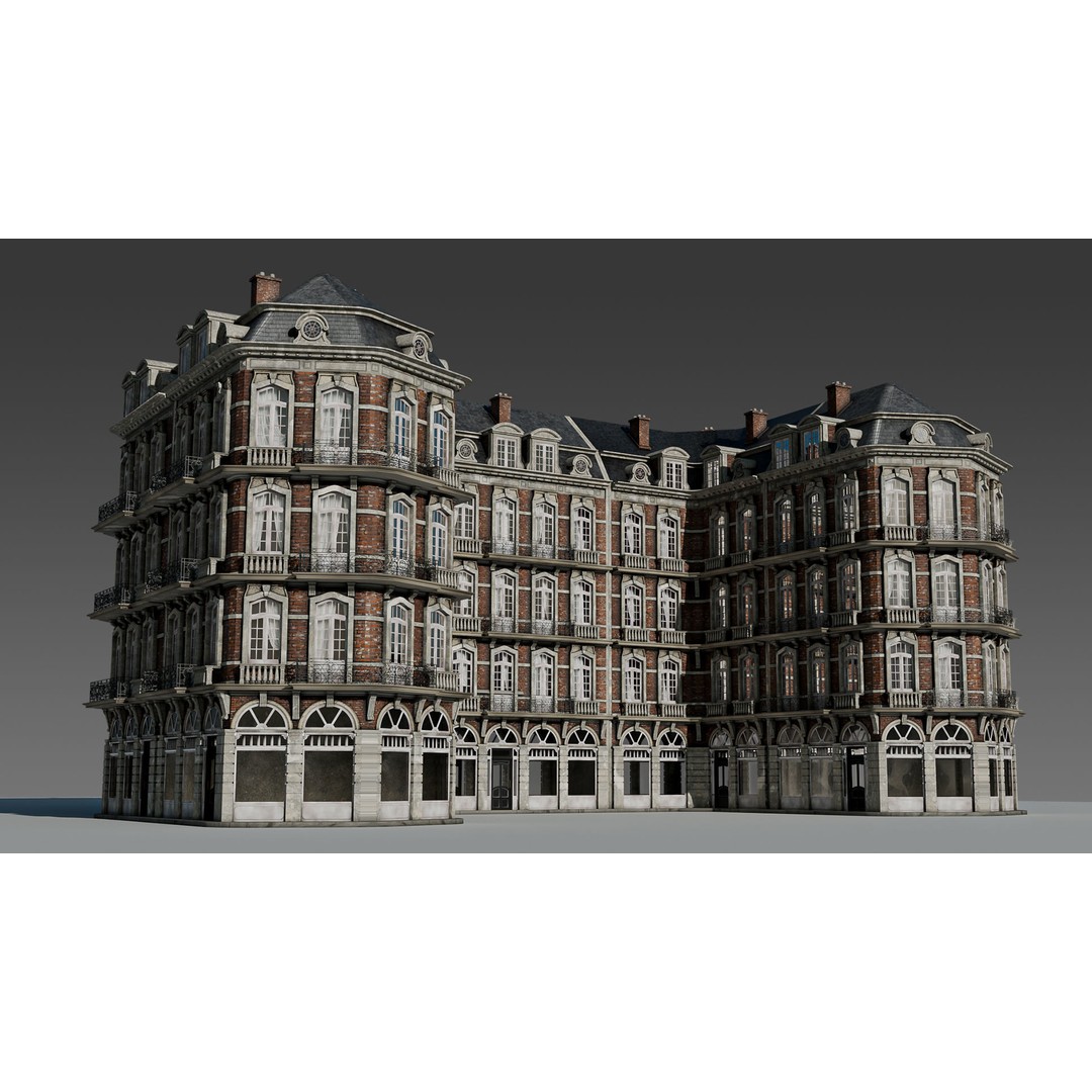 Classic European Apartment 3D Model – Architectural Facade with PBR Textures - View 29