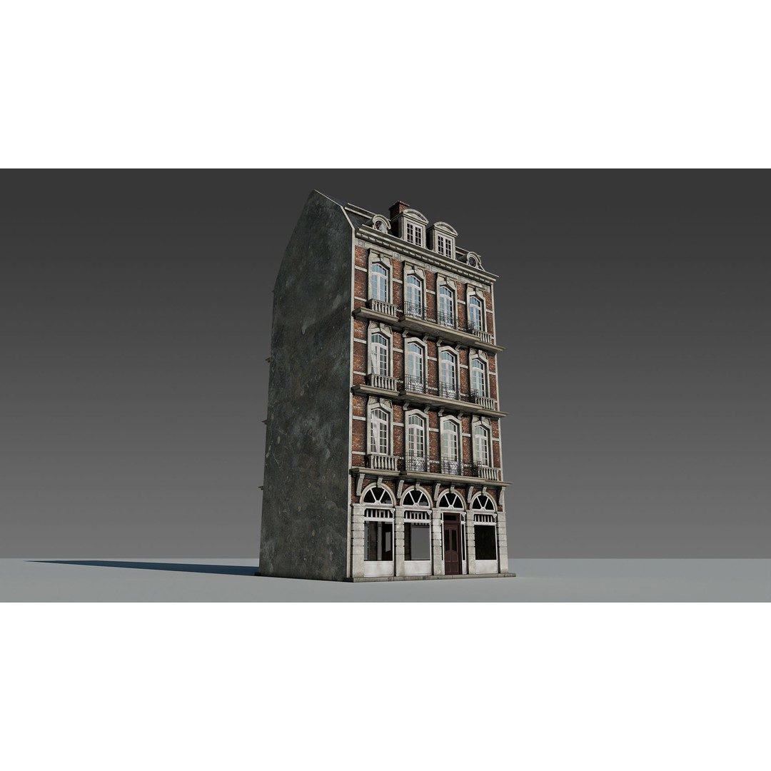 Classic European Apartment 3D Model – Architectural Facade with PBR Textures - View 3