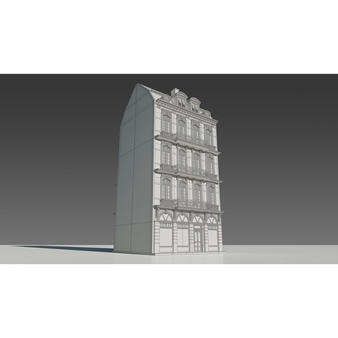 Classic European Apartment 3D Model – Architectural Facade with PBR Textures - View 4