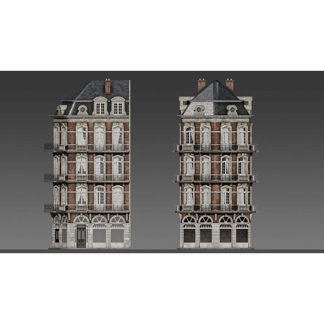 Classic European Apartment 3D Model – Architectural Facade with PBR Textures - View 7