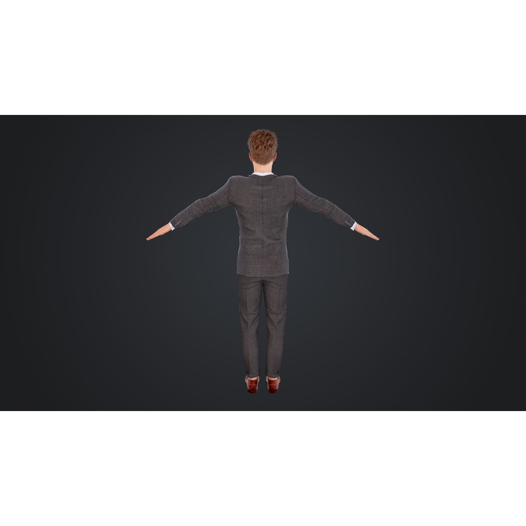 Man in Suit 3D Model – Low Poly Character, Rigged, FBX, OBJ - View 11
