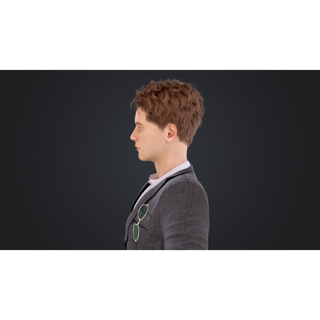Man in Suit 3D Model – Low Poly Character, Rigged, FBX, OBJ - View 14