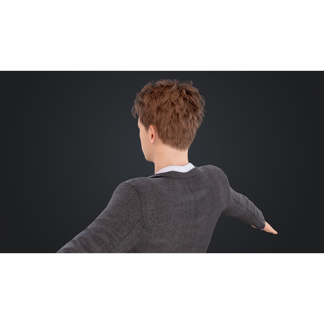 Man in Suit 3D Model – Low Poly Character, Rigged, FBX, OBJ - View 15