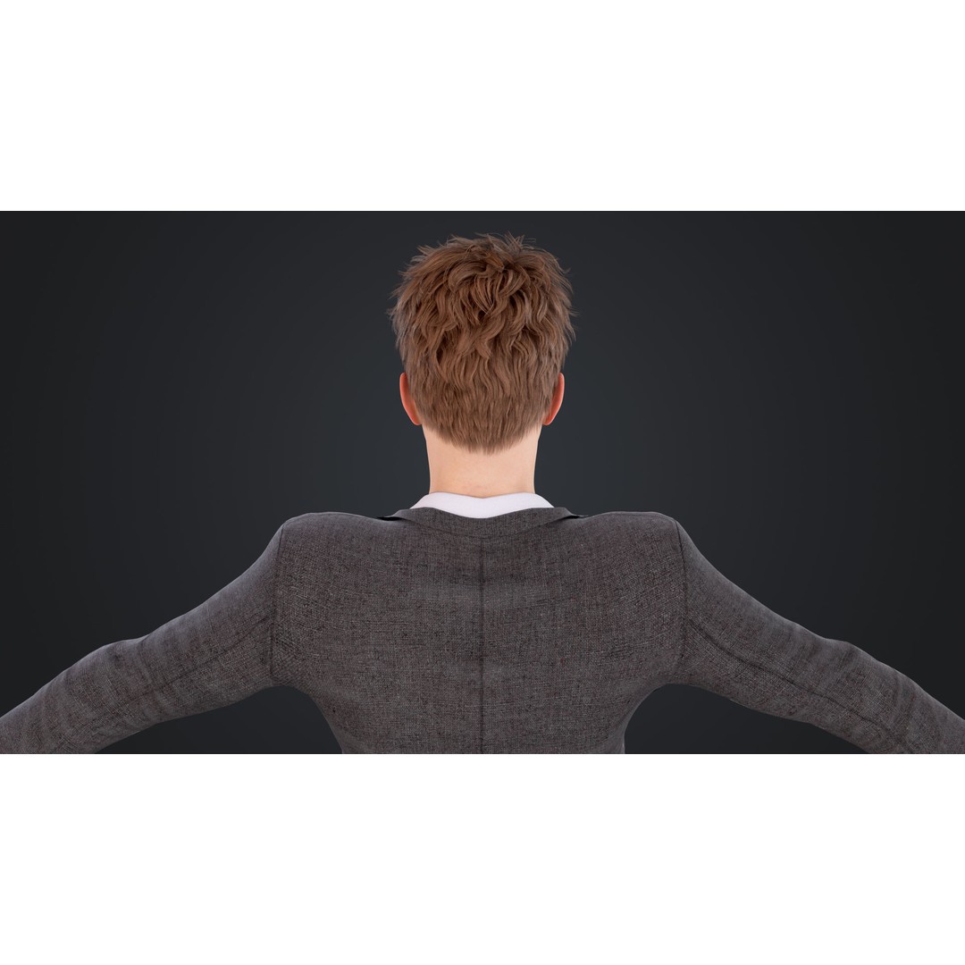 Man in Suit 3D Model – Low Poly Character, Rigged, FBX, OBJ - View 16
