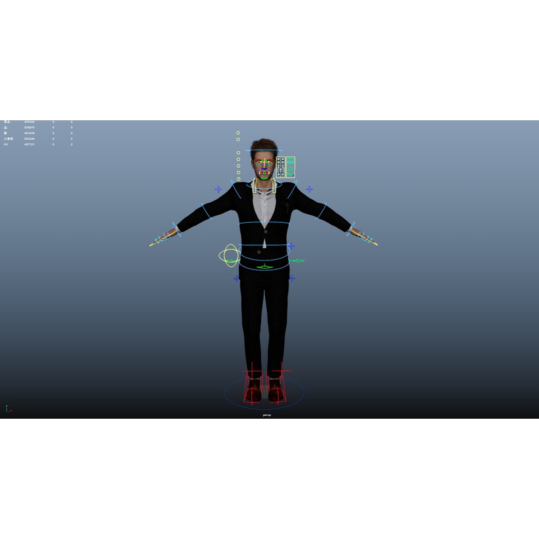 Man in Suit 3D Model – Low Poly Character, Rigged, FBX, OBJ - View 22