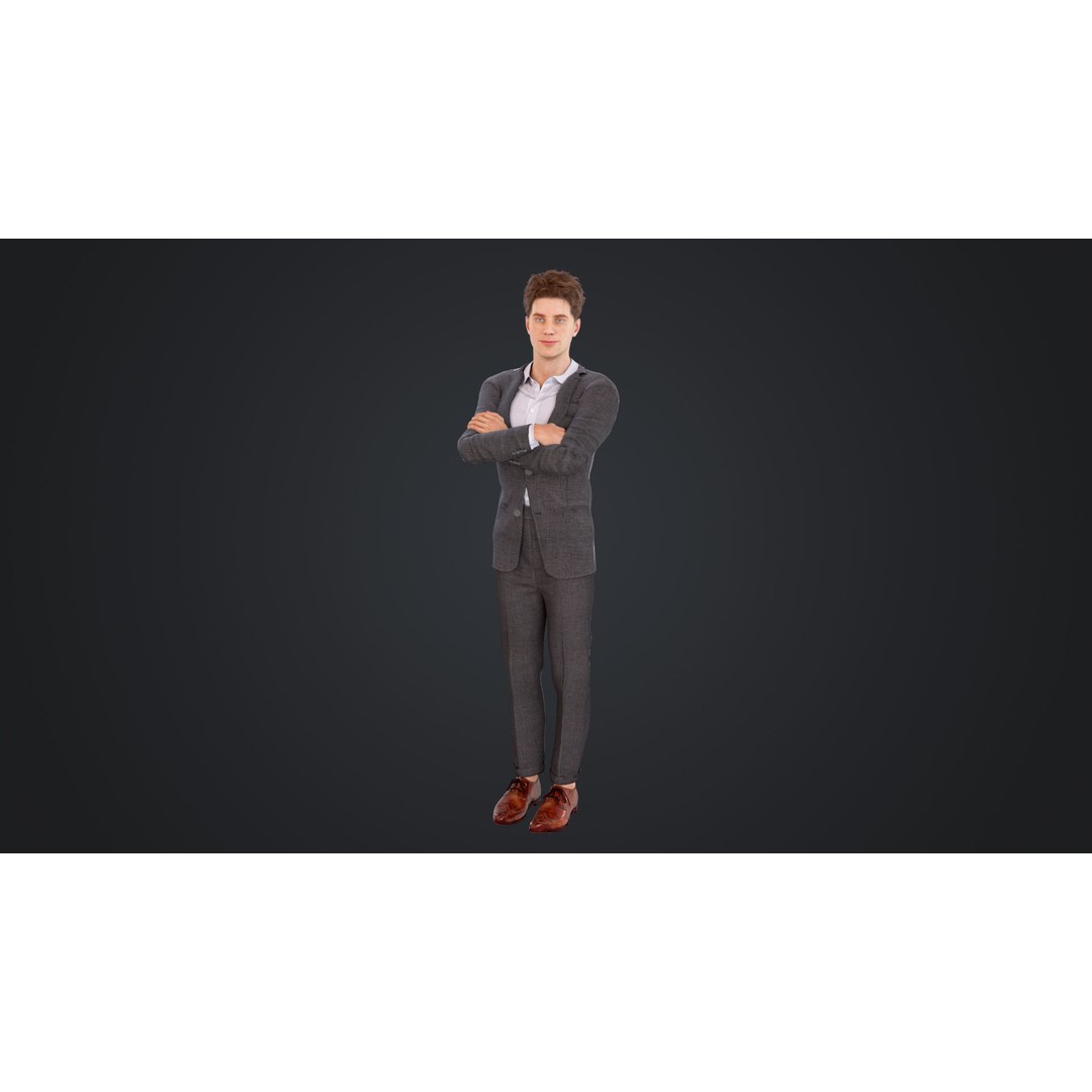 Man in Suit 3D Model – Low Poly Character, Rigged, FBX, OBJ - View 4