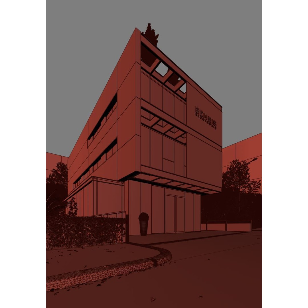 Office Building 3D Model – Modern Exterior with Cloudy & Sunny Scenes, FBX, OBJ - View 6