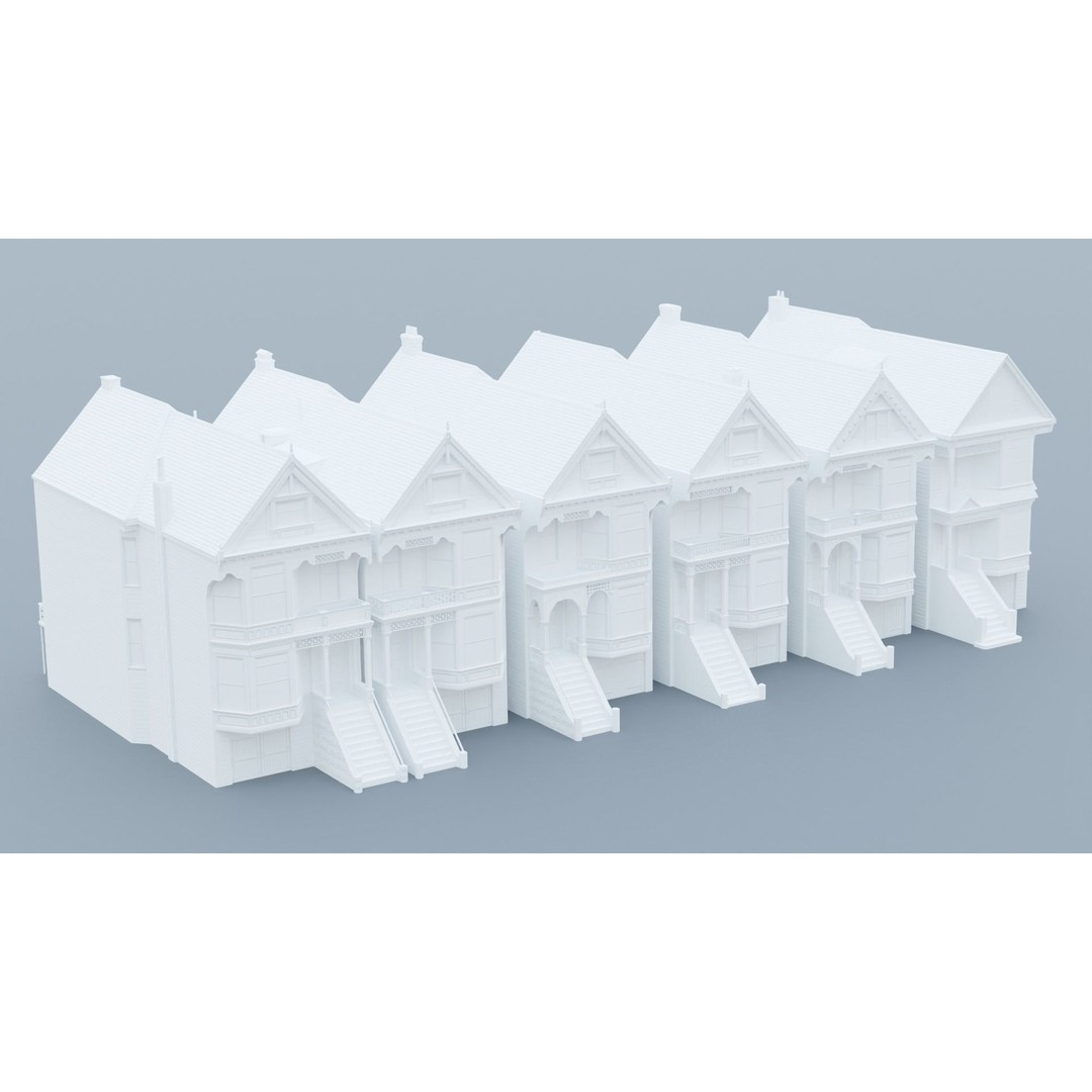 San Francisco Painted Ladies 3D Model – Low Poly Architectural Asset, FBX - View 11