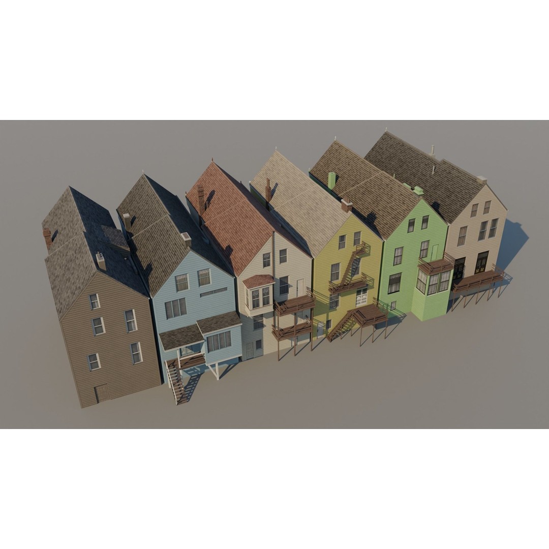 San Francisco Painted Ladies 3D Model – Low Poly Architectural Asset, FBX - View 8
