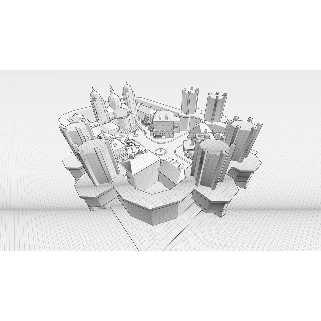 Old German Town 3D Model – Historic Architectural Asset, FBX