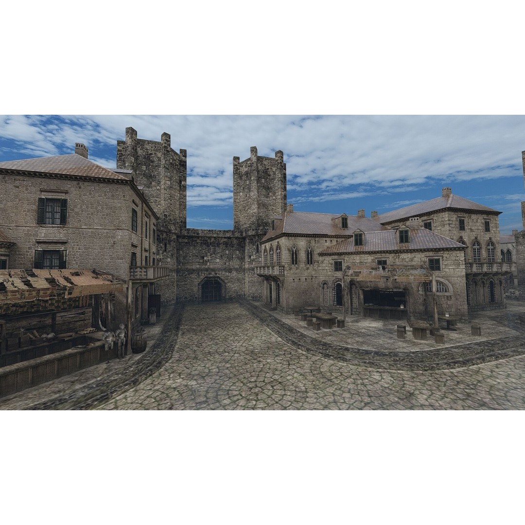 Old German Town 3D Model – Historic Architectural Asset, FBX - View 13