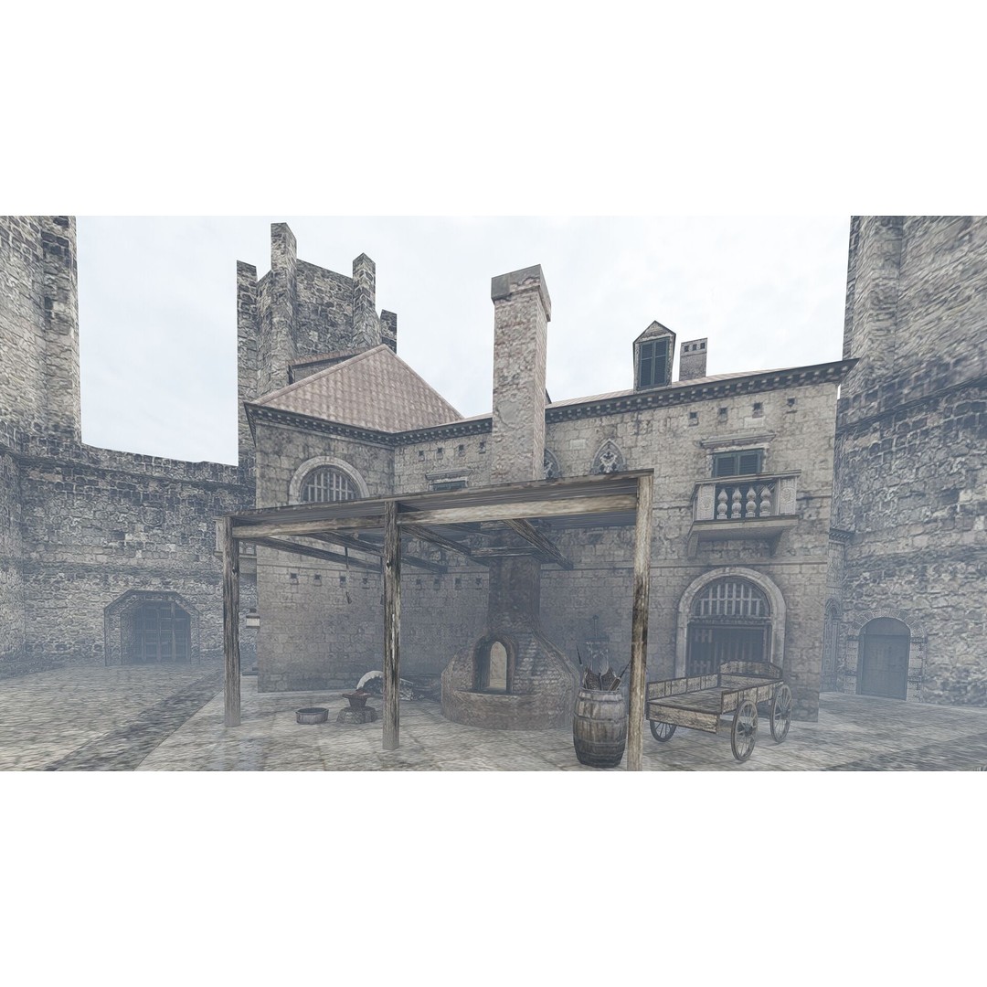 Old German Town 3D Model – Historic Architectural Asset, FBX - View 8