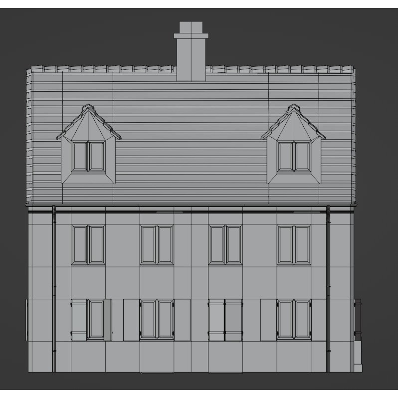Orange House 3D Model – Low Poly Architectural Asset, FBX, OBJ - View 14