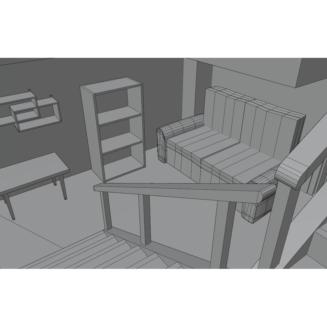 Orange House 3D Model – Low Poly Architectural Asset, FBX, OBJ - View 16