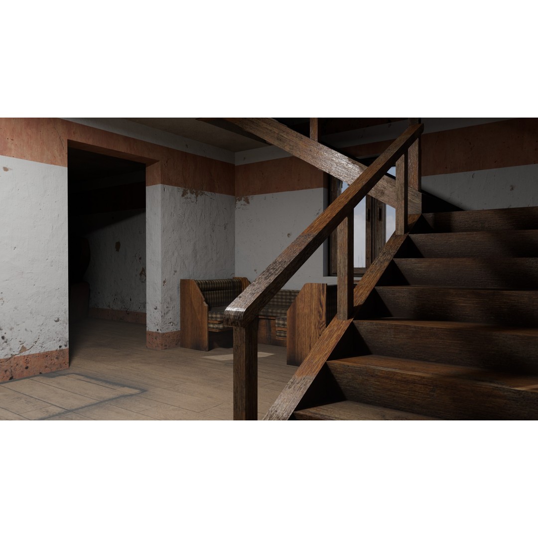 Orange House 3D Model – Low Poly Architectural Asset, FBX, OBJ - View 7
