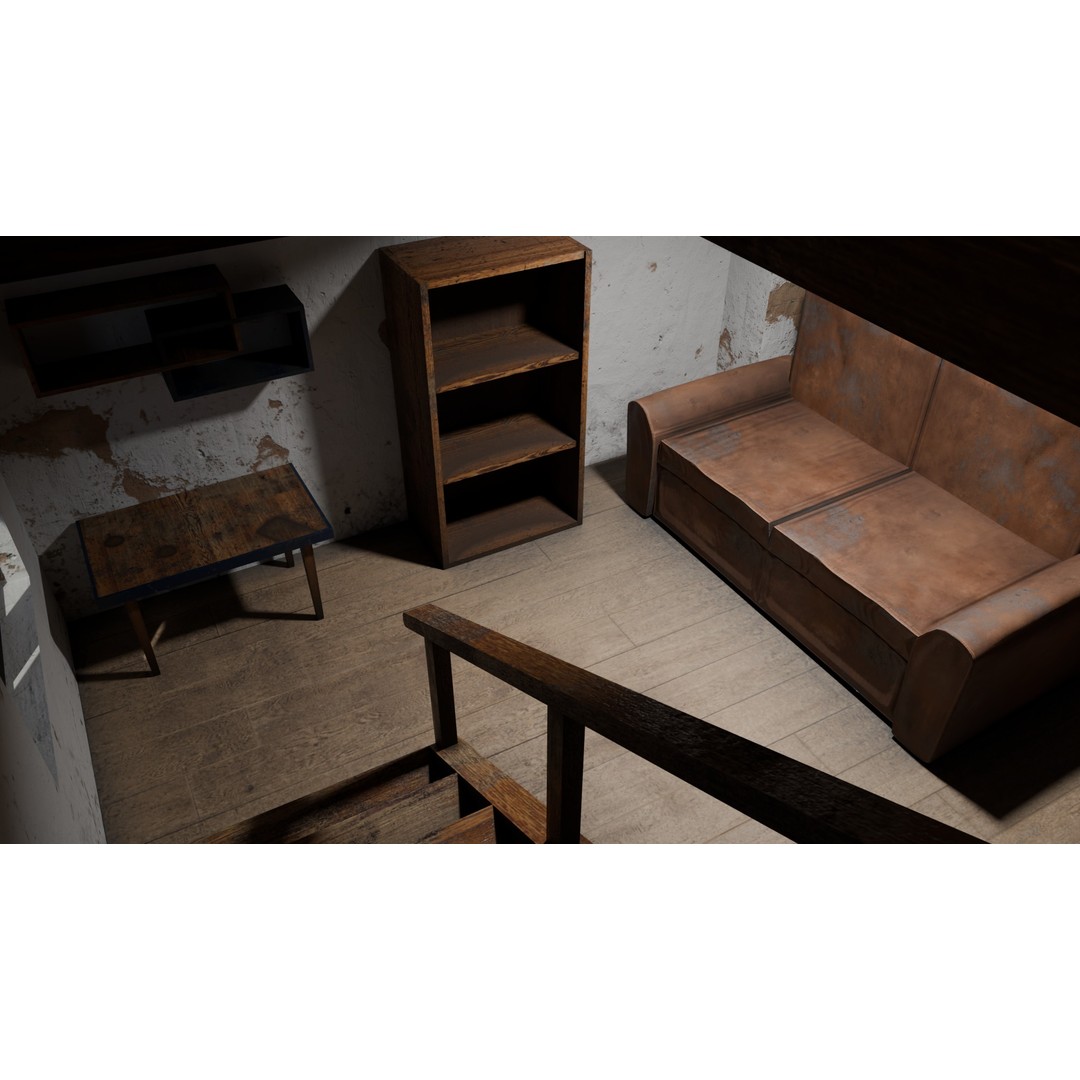 Orange House 3D Model – Low Poly Architectural Asset, FBX, OBJ - View 8