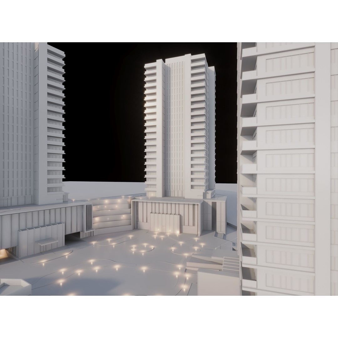 Mixed Use Building Towers 3D Model – Modern Design, FBX, OBJ, Archviz - View 17