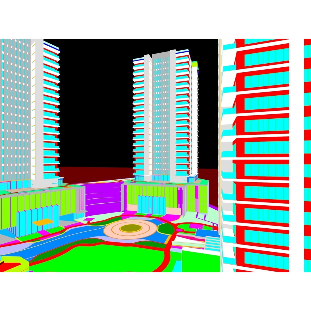 Mixed Use Building Towers 3D Model – Modern Design, FBX, OBJ, Archviz - View 19