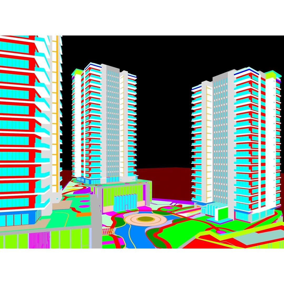 Mixed Use Building Towers 3D Model – Modern Design, FBX, OBJ, Archviz - View 20