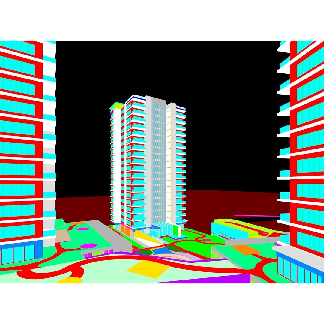 Mixed Use Building Towers 3D Model – Modern Design, FBX, OBJ, Archviz - View 21